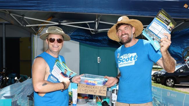 Voters and party volunteers in Darwin, NT, at the 2025 federal election. Picture: Pema Tamang Pakhrin.