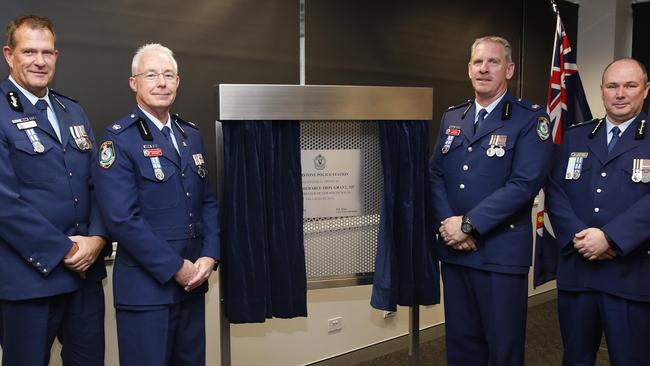 From left: Deputy commissioner David Hudson, Chief Detective Inspector Brett Guyatt, Chief Inspector David Lagats and Quakers Hill LAC Superintendent David Jones.