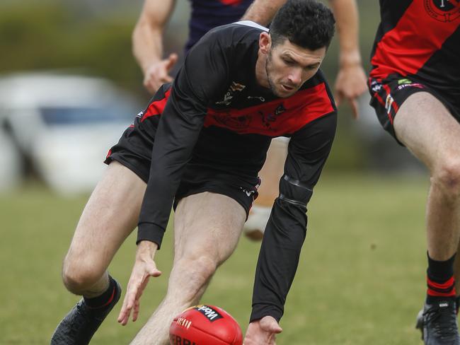 Jarrad Grant kicked four goals for the Frankston Bombers. Picture: Valeriu Campan