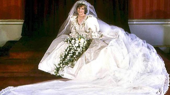 Diana, Princess of Wales, in her wedding dress. Picture: AFP/PA