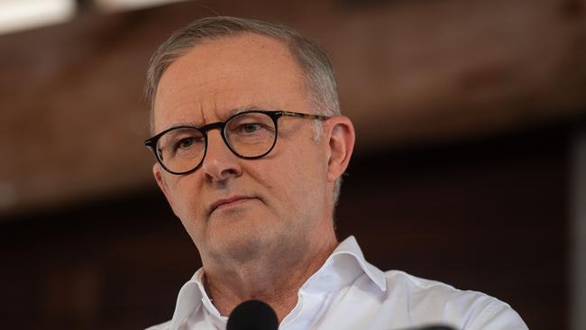 Anthony Albanese speaks on Garma Key Note at the Garma Festival 2023.Picture: Pema Tamang Pakhrin