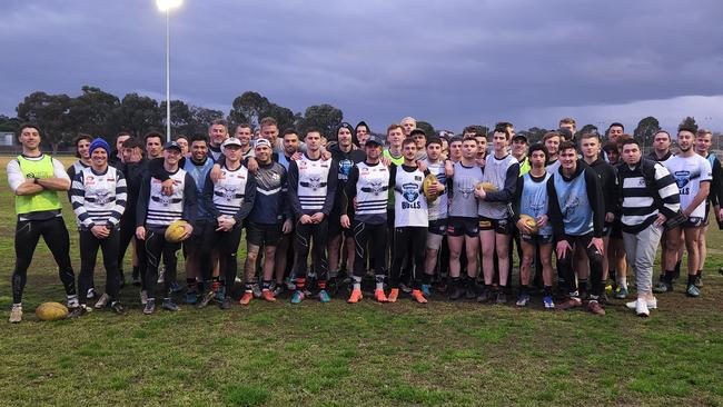 Brent Marshall with his Bundoora teammates. Picture: Ben Higgins