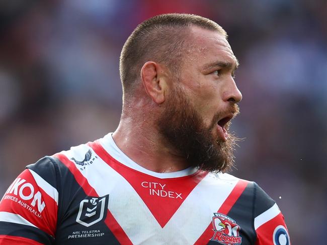 GOSFORD, AUSTRALIA - JUNE 04: Jared Waerea-Hargreaves of the Roosters looks on during the round 14 NRL match between Sydney Roosters and Canterbury Bulldogs at Central Coast Stadium on June 04, 2023 in Gosford, Australia. (Photo by Jason McCawley/Getty Images)