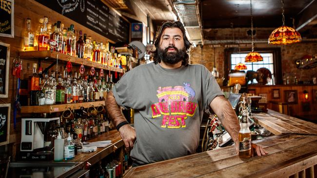 Adelaide Bar King Jon Di Pintos inside one of his most popular ones, Shotgun Willie’s. Picture: Matt Turner