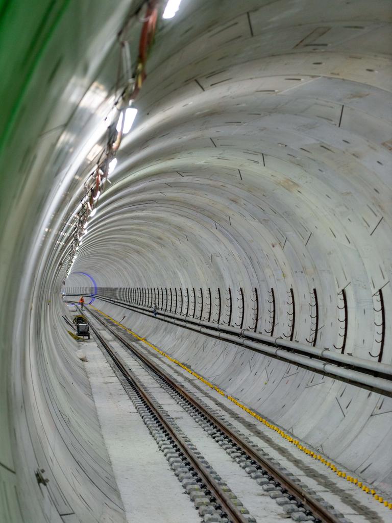 Gabba to Albert St tracks in the tunnel. Picture: Dan Peled via The Photo Pitch.