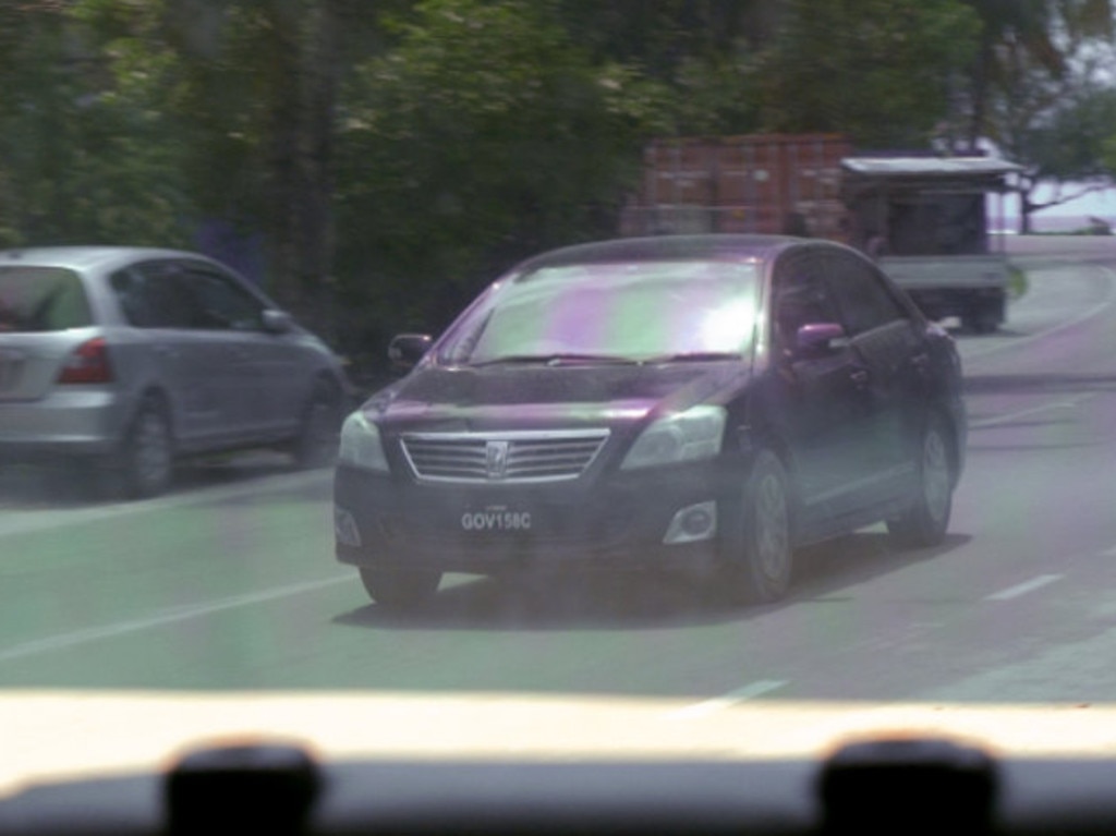 The crew were followed by a black government vehicle upon arrival to the country. Picture: 60 Minutes/Channel 9