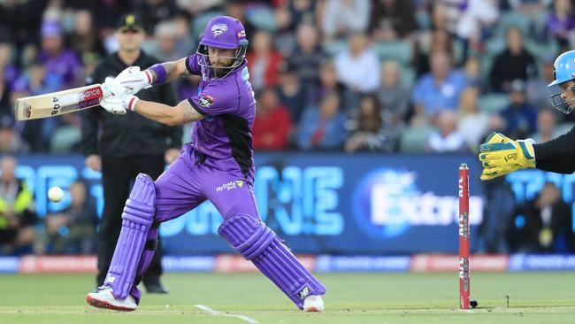 Hurricanes captain Matthew Wade’s 88 from 54 balls provided the backbone of the hosts 7-169. Picture: AAP