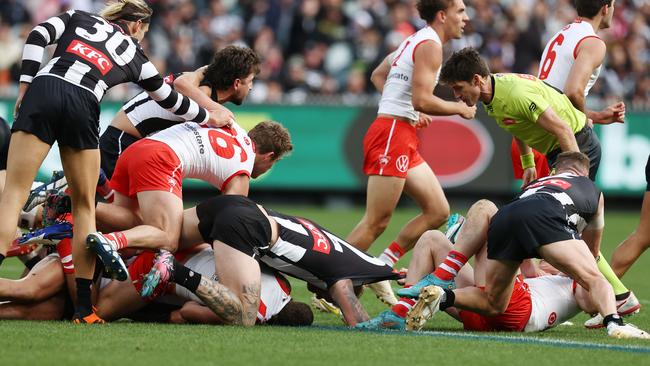 The Pies could unveil their 2023 flag ahead of a clash with Sydney. Pic: Michael Klein