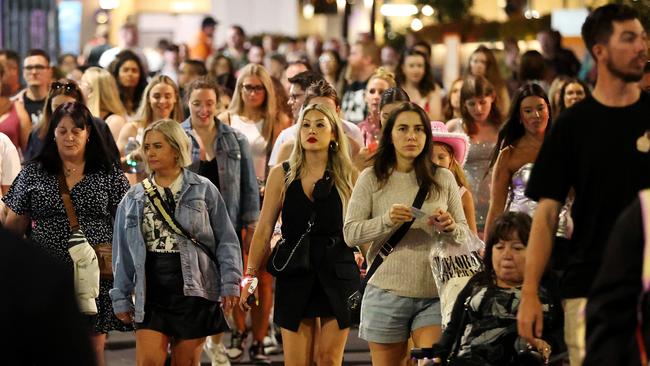 On Friday night alone, at least 17,517 travelled to the MCG by tram, with the free travel zone extended to the MCG just for Swift’s shows. Picture: Mark Stewart