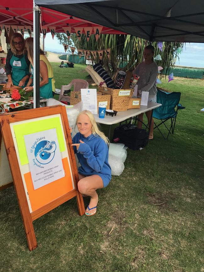 Gold Coast surfer Phoebe Kane’s idea of reusing bubble plastic and turning into a game to stop waste and make money. Photo supplied