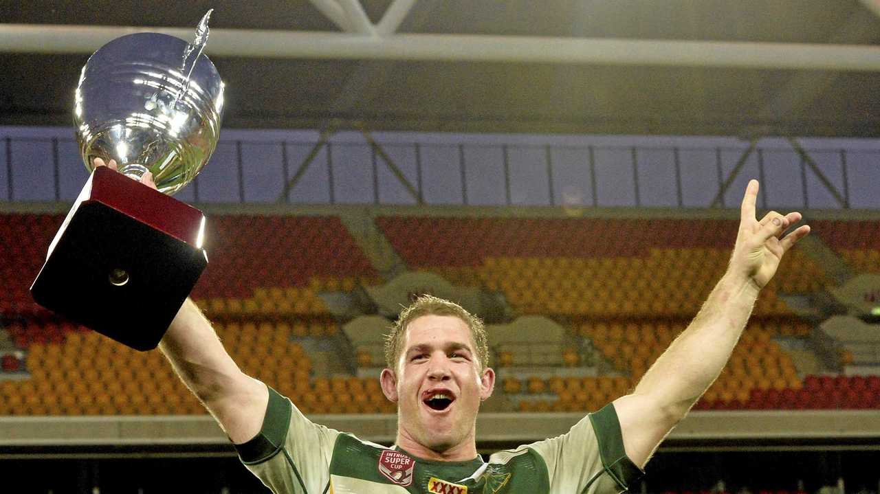 DEFINING MOMENT: Former Ipswich Jets captain Keiron Lander savours his team's historic Queensland Cup victory. Lander is one of the first picked in a Jets' 'team of the decade'. Picture: Inga Williams