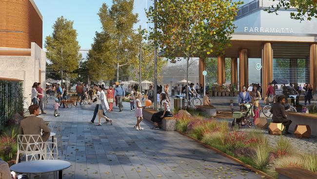 An artist impression of Parramatta Metro West train station.