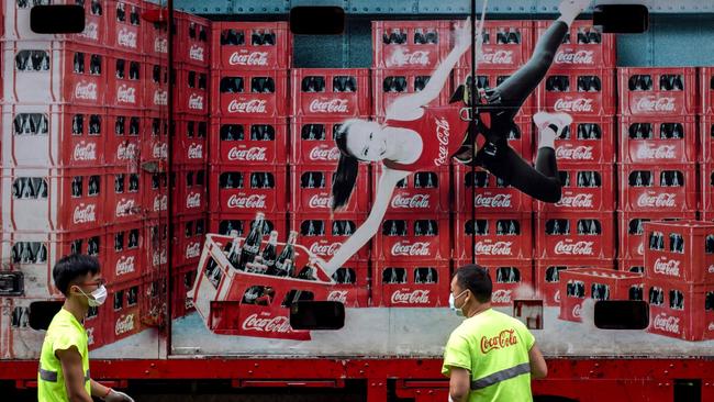 A truck displaying an advertisement for Coca-Cola Co. in Hong Kong. Picture: Bloomberg