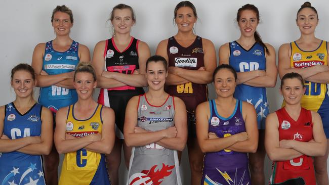 2019 SA Premier League netball captains (back row L-R) Georgia Beaton (Contax), Jessica Ward (Tango), Laura Packard (Matrics), Alyse Taylor (Metro Jets), Laura Scriven (Newton Jaguars). (front row L-R) Teri Schubert (Metro Jets), Rachael Mitchell (Matrics), Esther Young (Garville), Lauren Gibbons (Oakdale), Brittany Bugg (Woods Panthers). Picture: Sports in Focus