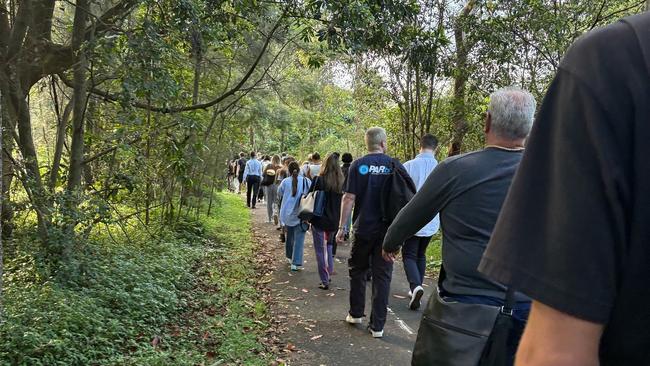 Commuters have been forced to ditch public transport after a serious crash closed several lanes on the Spit Bridge on Monday morning. Picture: Facebook/The Manly Observer