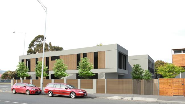 An artist’s impression of the proposed development at the site of the Rebels’ former clubhouse in North Hobart. Picture: SUPPLIED