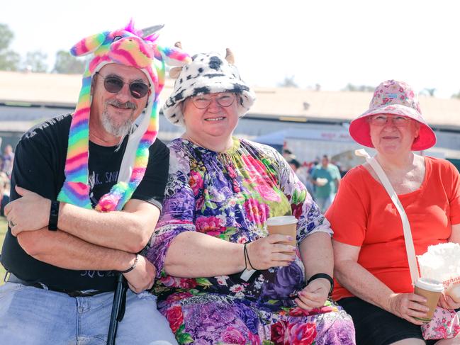 Darroch and Nerida Robinson with Wanda Jackson enjoying day two of the Royal Darwin Show. Picture: Glenn Campbell