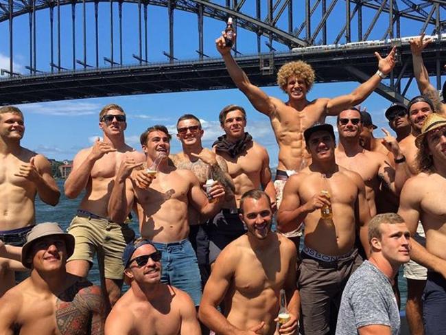 Pearce had earlier posted photographs of himself and Roosters team mates heading out for a harbour cruise following an early morning training session / Picture: Mitchell Pearce/Instagram