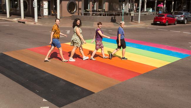 Lucy Gunner, Jill Pope, Luci White and Jenny Smith at Pride Week 2017. Pic Glenn Campbell