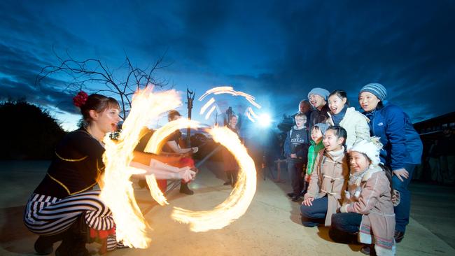 Kids can enjoy fires hows at Wild Nights at Werribee Open Range Zoo. Picture: Supplied