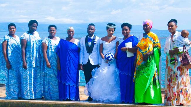 Claudine Nijimbire (fourth from right) at the wedding in Burundi last month.