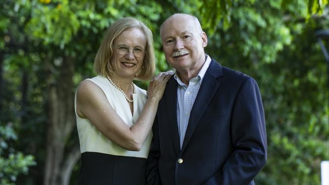 Dr Jeannette Young and her husband Professor Graeme Nimmo. Picture: Mark Cranitch.