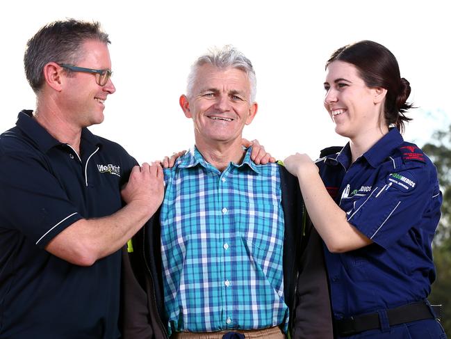 FOR SUNDAYS ONLY... Paul Reball suffered a massive heart attack running the B2B & was saved by an off duty doctor Dr Jeff Hooper and an on-course paramedic Madison Leighton-Jones among others. Pics Adam Head