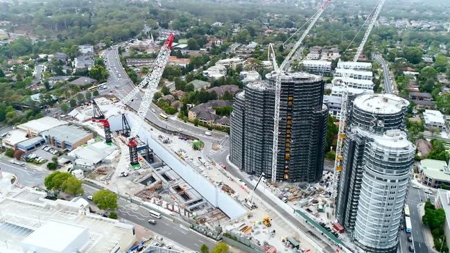 Work continues on the Sydney Metro station at Castle Hill.