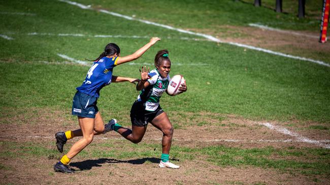 Ivania Wong scoring a beauty. Picture courtesy of Queensland Premier Rugby/ Anthony Wingard.