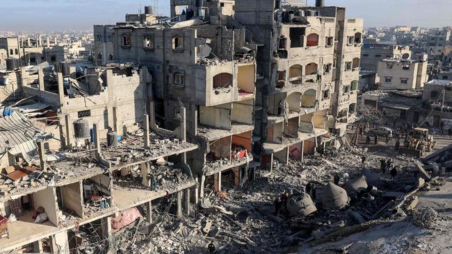 The rubble of the al-Faruq mosque after an Israeli air strike. Picture: AFP