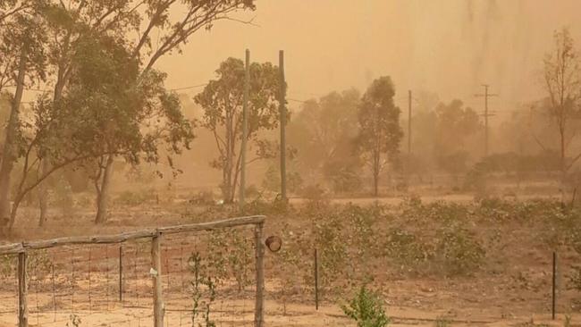 A Dust Storm pass through the Central Warrego Race Club in Charleville, Queensland. Picture: Instagram
