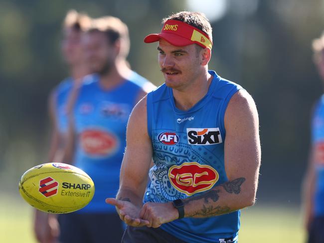 Caleb Graham of the Suns during a Gold Coast Suns AFL media opportunity at Austworld Centre Oval on May 23, 2023 in Gold Coast, Australia. (Photo by Chris Hyde/Getty Images via AFL Photos)