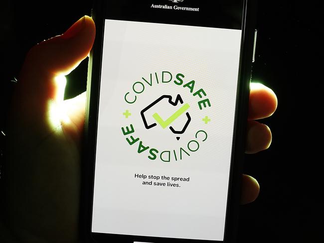 An iPhone device displays the CovidSafe app released by the Australian government on Tuesday, April 29, 2019. The app traces every person running the app who has been in contact with other app users who has tested positive for coronavirus in the previous few weeks. The automation of coronavirus contact tracing seeks to allow the easing of restrictions in Australia. (AAP Image/Dave Hunt) NO ARCHIVING