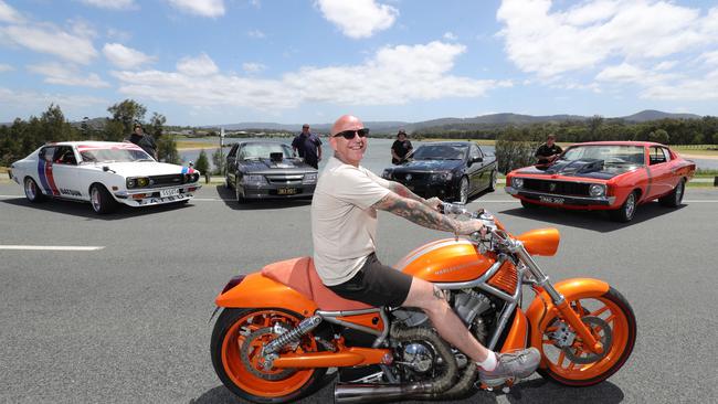 Brisbane Car Meets And Cruising Inc. have teamed up with On The Run Cafe in Yatala to bring Gold Coasters the latest and greatest event for enthusiasts to hit South East Qld. Pictured here is Harley Davidson V Rod rider Charlie Grima Picture Glenn Hampson