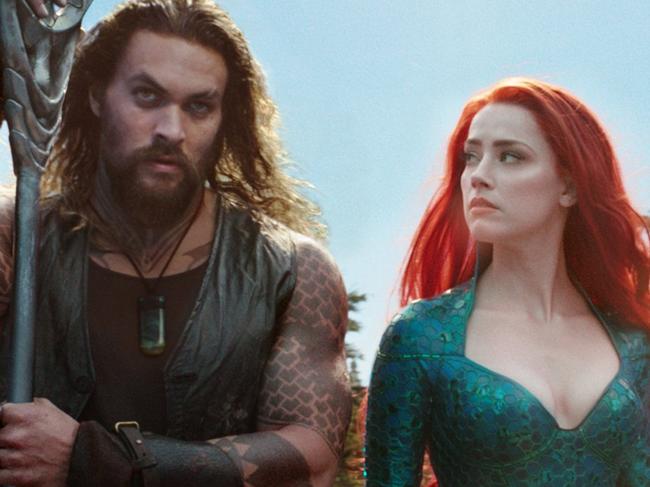 Jason Momoa and Amber Heard in a scene from the movie Aquaman. Supplied by Warner Bros.