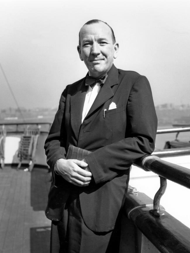 Actor, composer and playwright Noel Coward on board Queen Elizabeth in 1947.