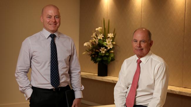 IOOF CFO David Coulter and CEO Chris Kellaher. Picture: Stuart McEvoy.