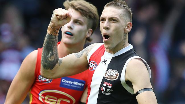Matt Parker kicked two goals in his AFL debut. Picture: Michael Klein.