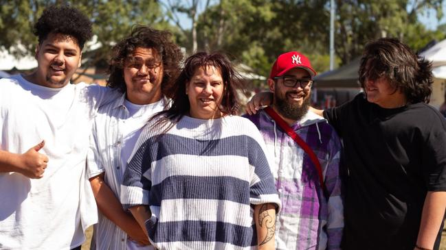 Ben Peters, Tane Peters, Pere Peters, Wiremu Apaiata and Char at the Moore Park Beach Arts Festival.