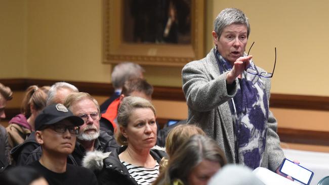 Residents speak out at a public meeting in Footscray last night. Picture: Tony Gough