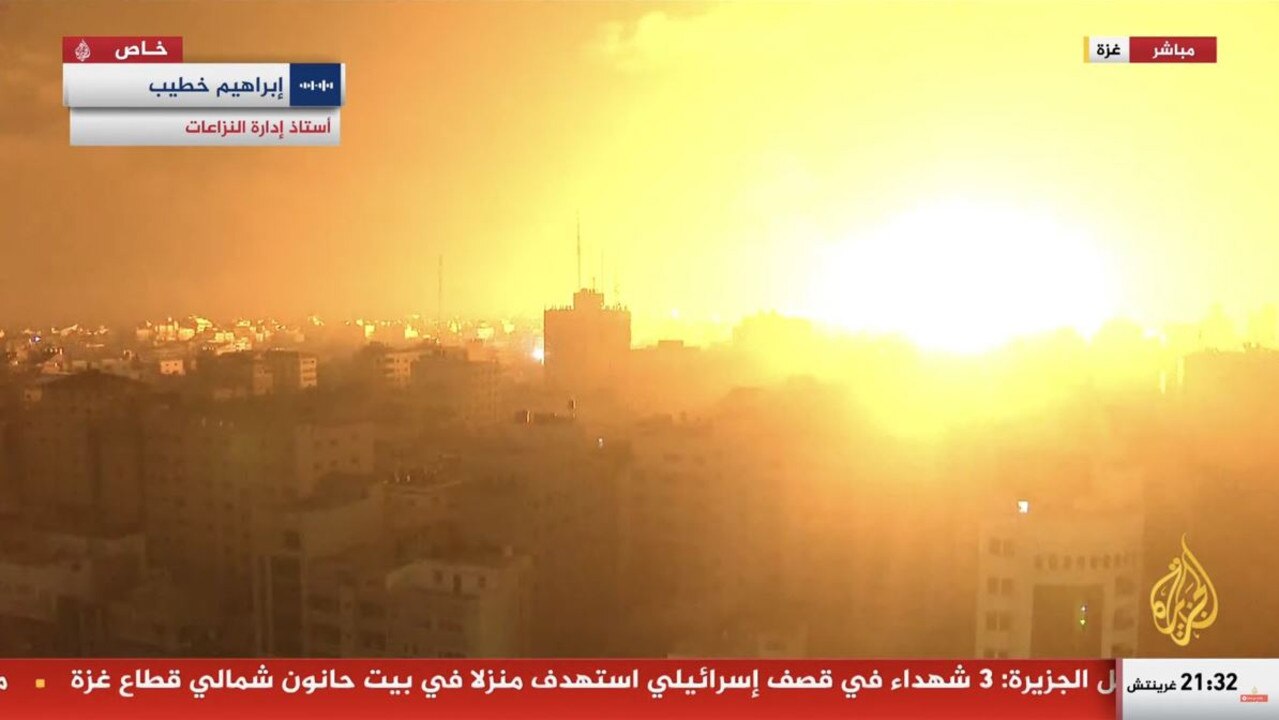 A still from Al Jazeera's live footage from Gaza.