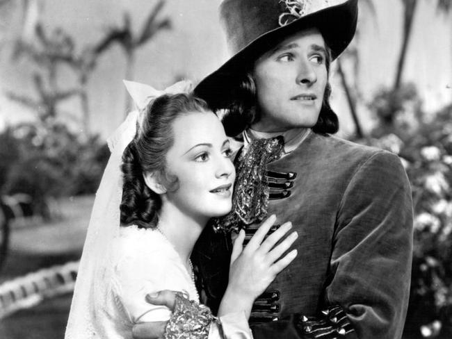 Actors Olivia De Havilland and Errol Flynn in 1935’s Captain Blood. (Pic TCM)