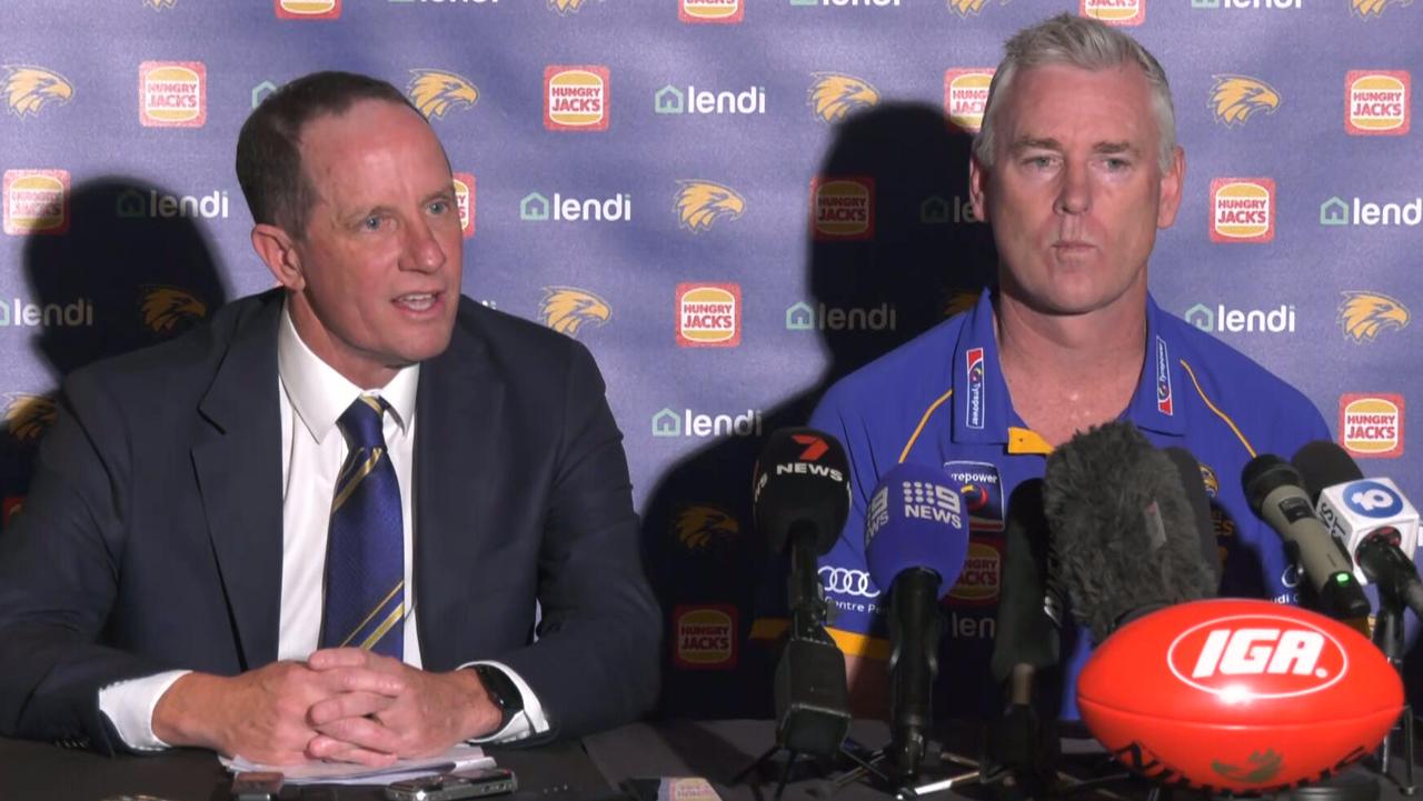 Adam Simpson had an awkward moment at the top of his press conference.