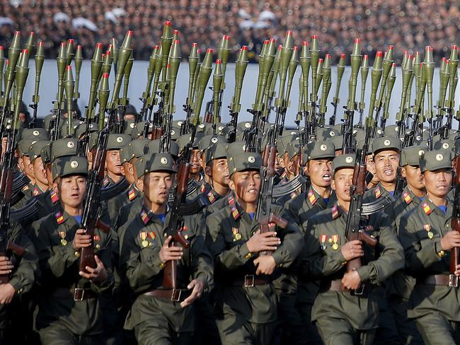 North Korean soldiers in historic uniforms march during a parade on the Kim Il-sung Square in Pyongyang, North Korea in a picture from October 2015. With tensions high and the United States and South Korea preparing to hold their massive annual war-games, Pyongyang is warning it will respond to any violations of its territory with “merciless” retaliation, including strikes on Seoul and the US mainland itself. Picture: AP Photo/Wong Maye-E, File.