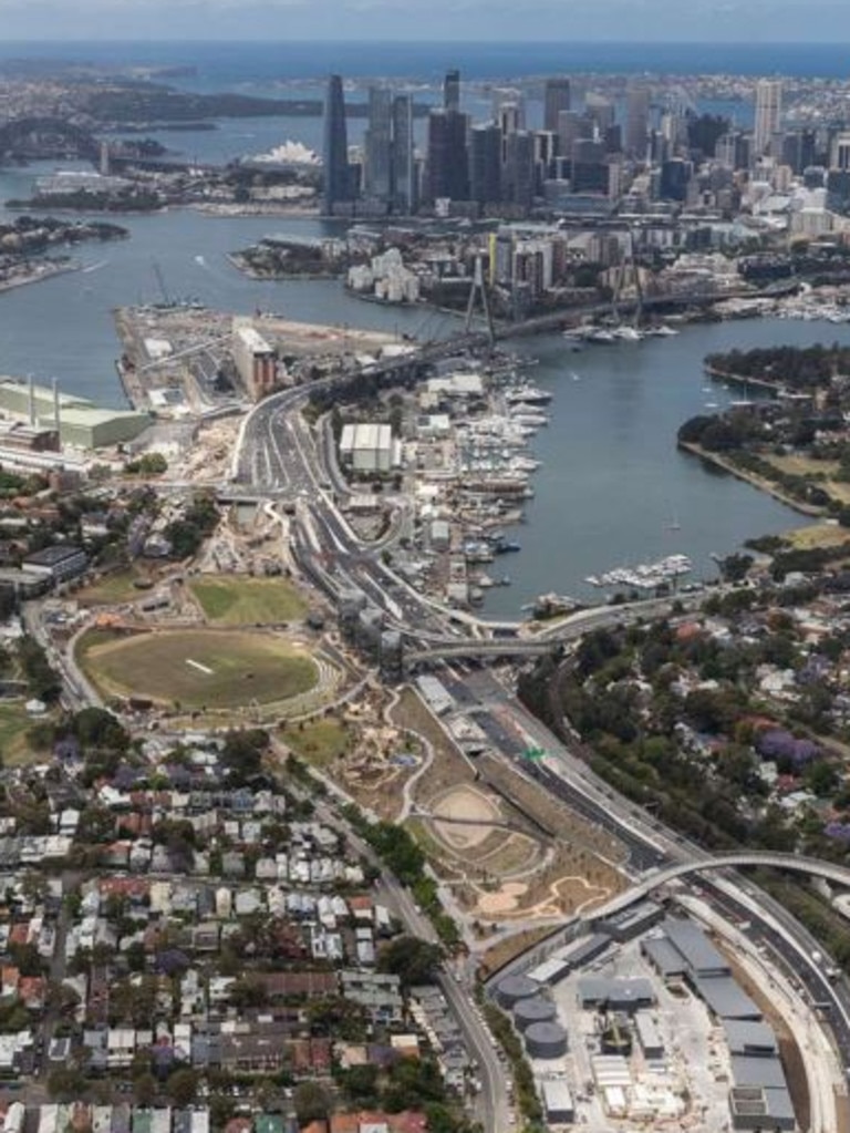 Progress photo of Rozelle Interchange project 2023. Picture: Transport for NSW