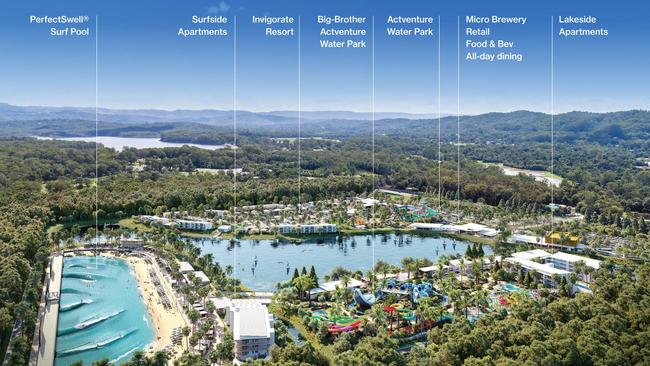 Sanad Capital Pty Ltd's Actventure water park and resort at Glenview. The project is estimated to cost $350m. Photo: Supplied