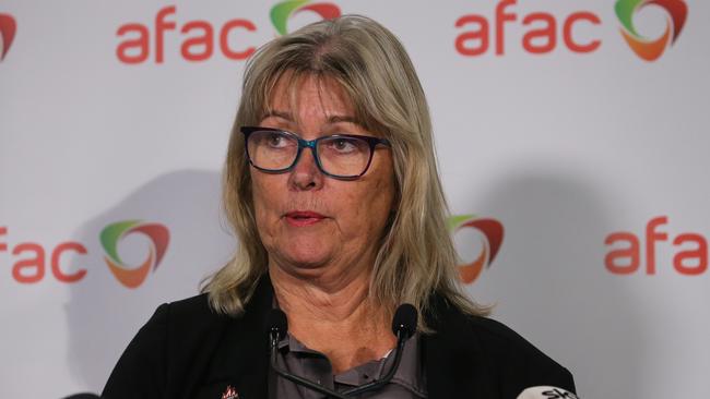 SYDNEY, AUSTRALIA : NewsWire Photos - SEPTEMBER 04 2024; NT Bushfires NT Executive Collene Bremner addresses the media during the Seasonal Bushfire Outlook Spring 2024 press conference as part of the AFAC24 Exhibition at the ICC in Sydney. Picture: NewsWire / Gaye Gerard