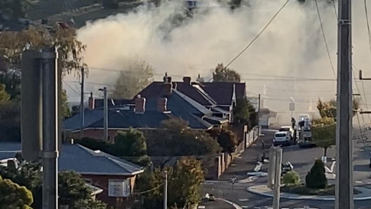 Large shed fire at New Town. Picture: Supplied.