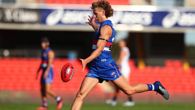 Aaron Naughton was unstoppable for the Western Bulldogs against Adelaide on Sunday. Picture: Chris Hyde/Getty Images