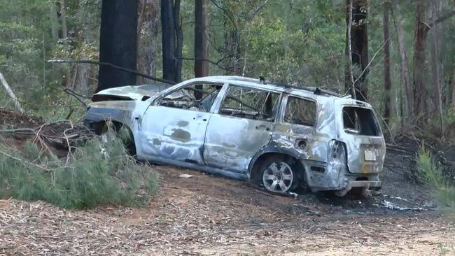 Three teenagers were involved in a single-vehicle crash at Upper Corindi. The car slammed into a tree and caught on fire. Picture: Frank Redward